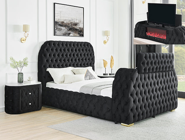 Natalia Bed with Fireplace and TV Lift