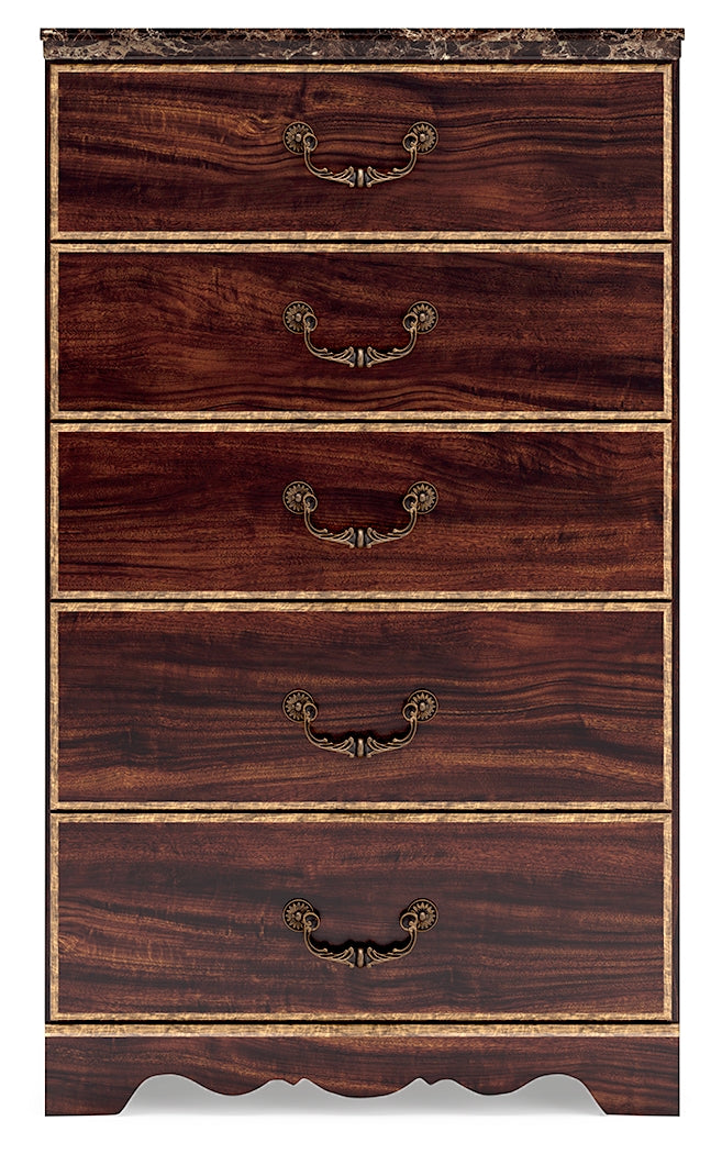 Glosmount Queen Poster Bed, Dresser, Mirror, Chest and Nightstand