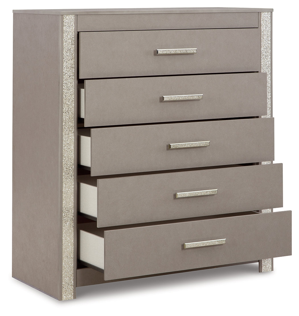 Surancha Queen Panel Bed, Dresser, Mirror, Chest and 2 Nightstands
