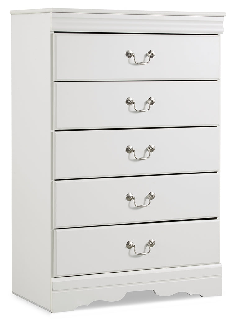 Anarasia Twin Sleigh Bed, Dresser, Mirror and Chest