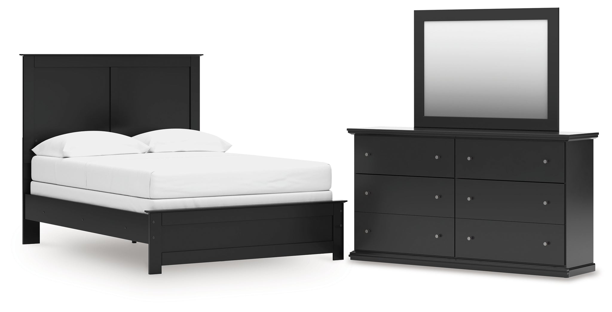 Maribel Full Panel Bed, Dresser and Mirror