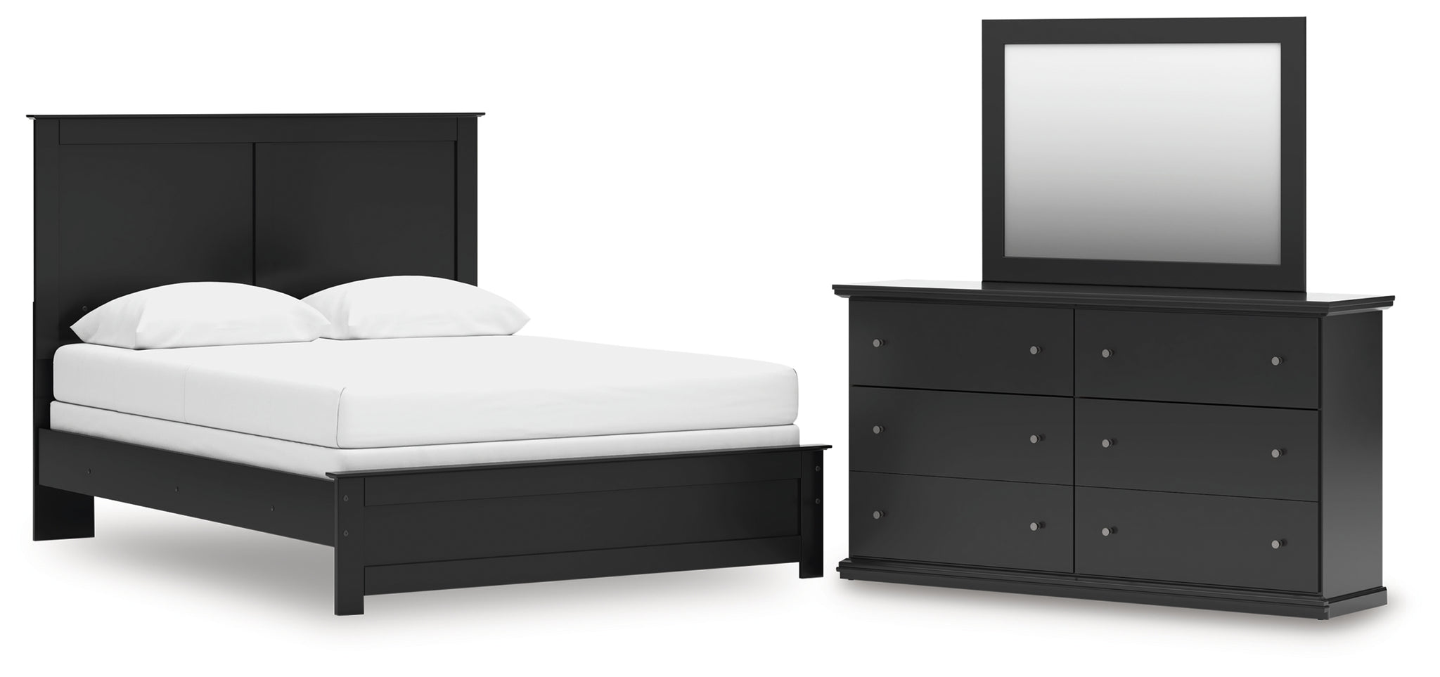Maribel Queen Panel Bed with Dresser and Mirror
