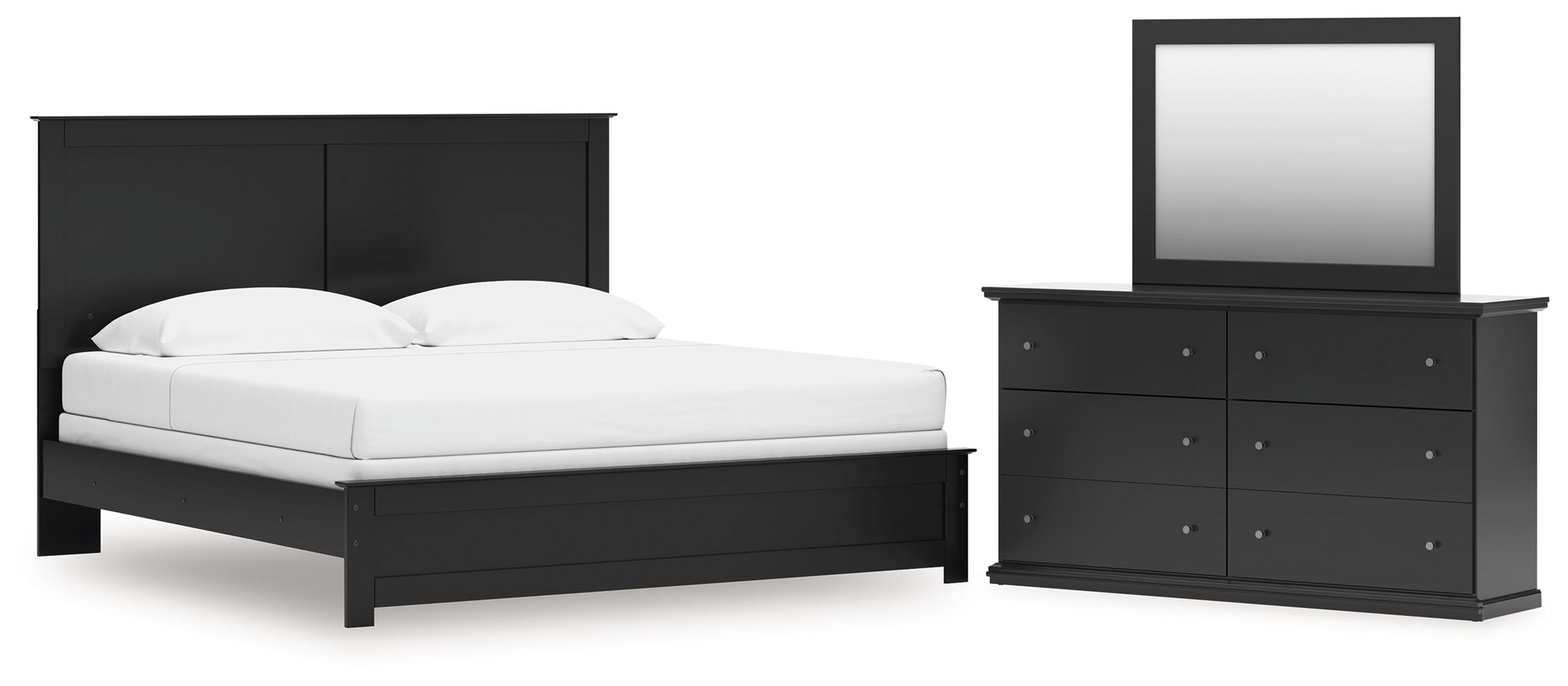 Maribel King Panel Bed with Dresser and Mirror