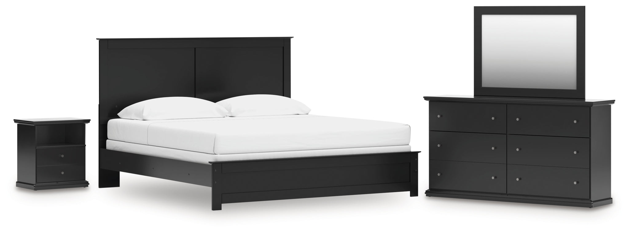 Maribel King Panel Bed, Dresser, Mirror and Nightstand