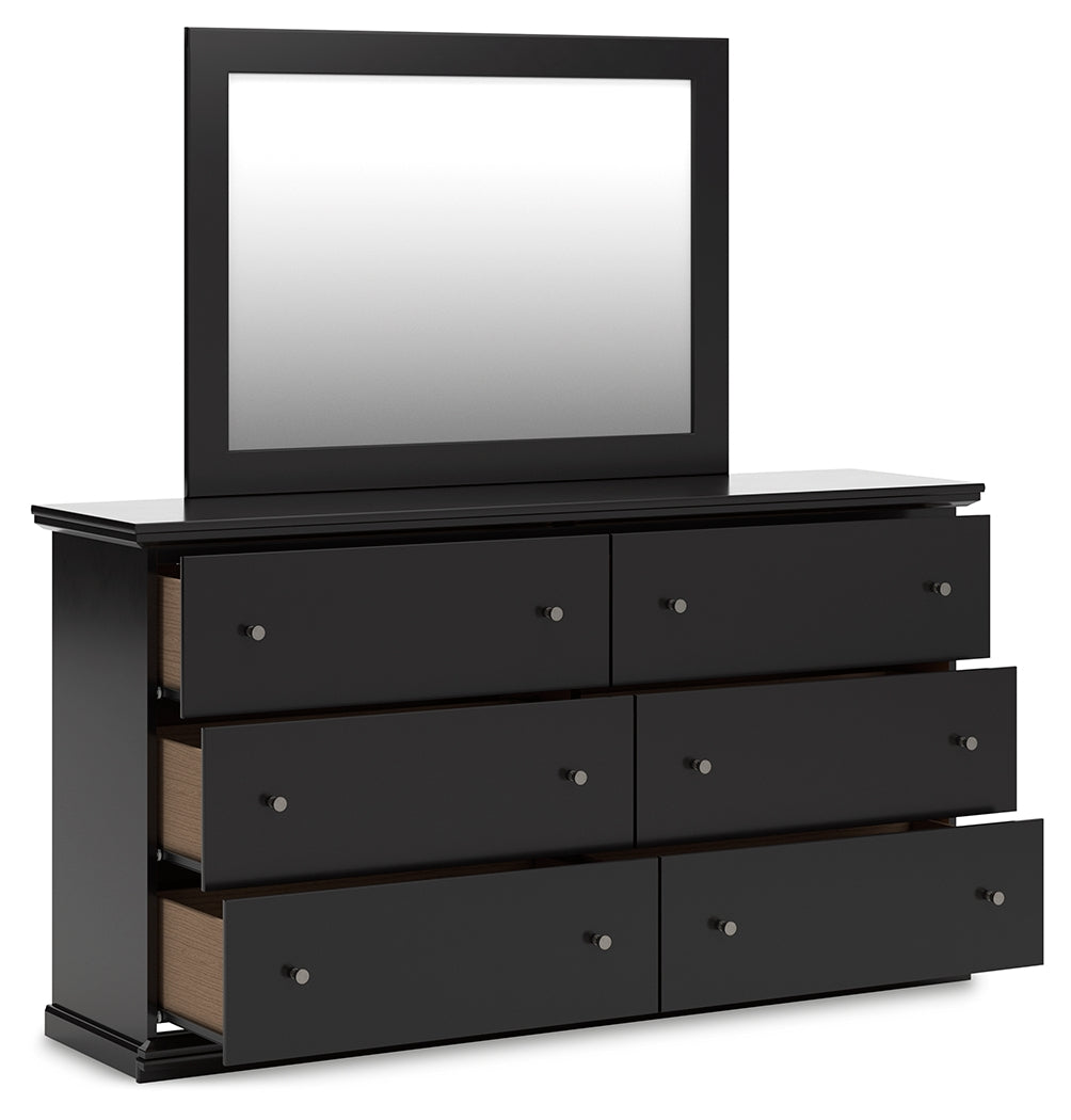 Maribel Full Panel Bed with Dresser, Mirror and 2 Nightstands
