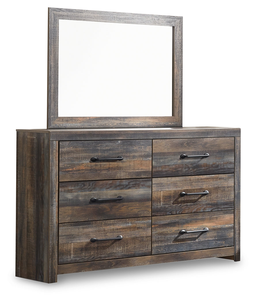 Drystan King Panel Bed with Under Bed Storage, Dresser, Mirror and Nightstand