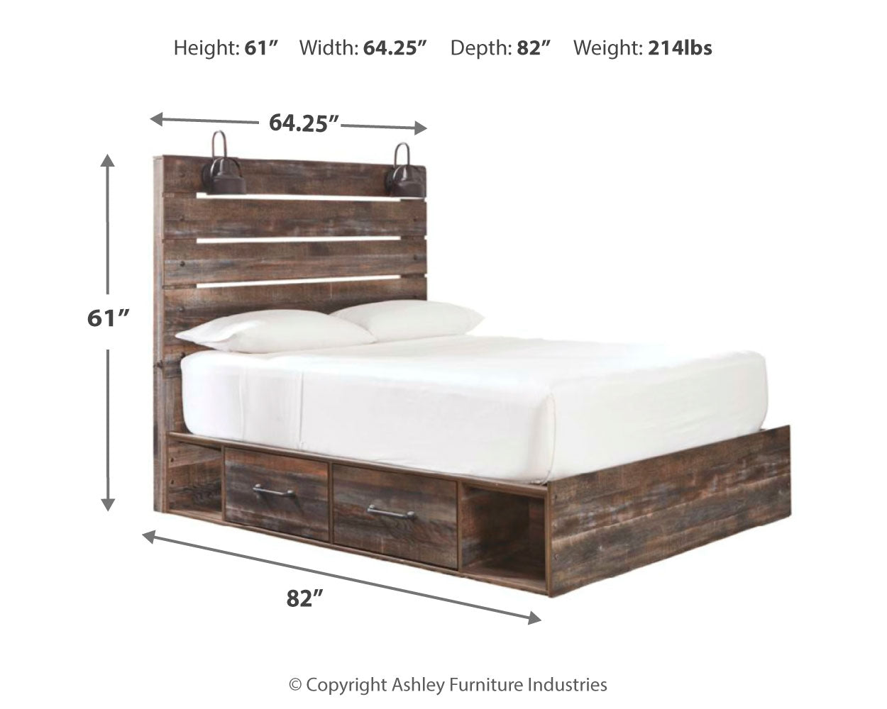 Drystan Queen Panel Bed with Mirrored Dresser and Nightstand