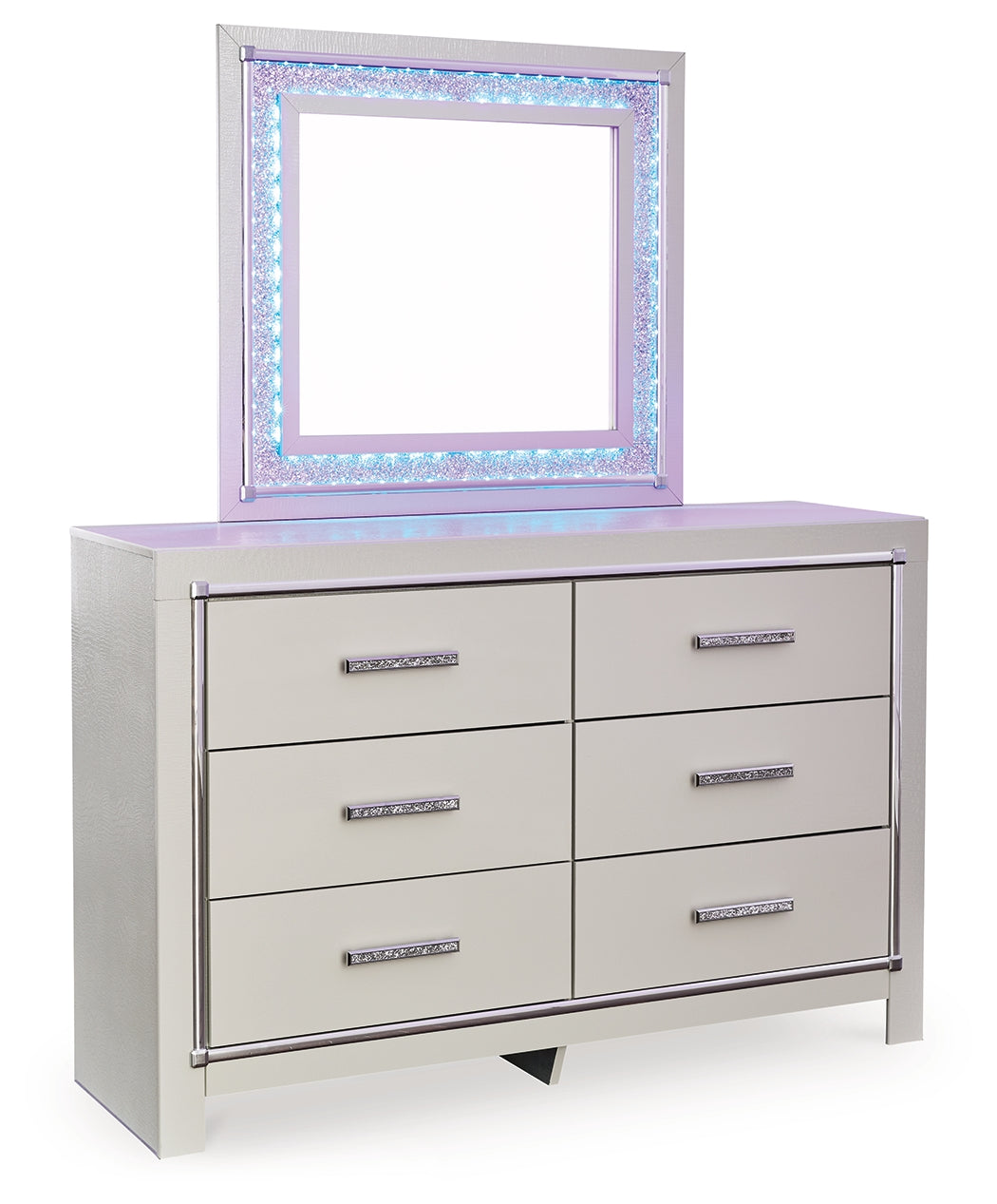Zyniden Queen Upholstered Panel Bed, 2 Dressers, Mirror and Nightstand