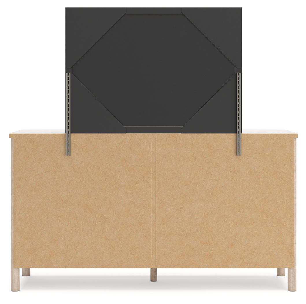 Cadmori King Upholstered Panel Bed, Dresser, Mirror and Nightstand