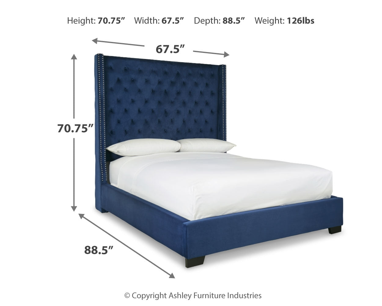 Coralayne Queen Upholstered Bed, Dresser, Mirror and 2 Nightstands