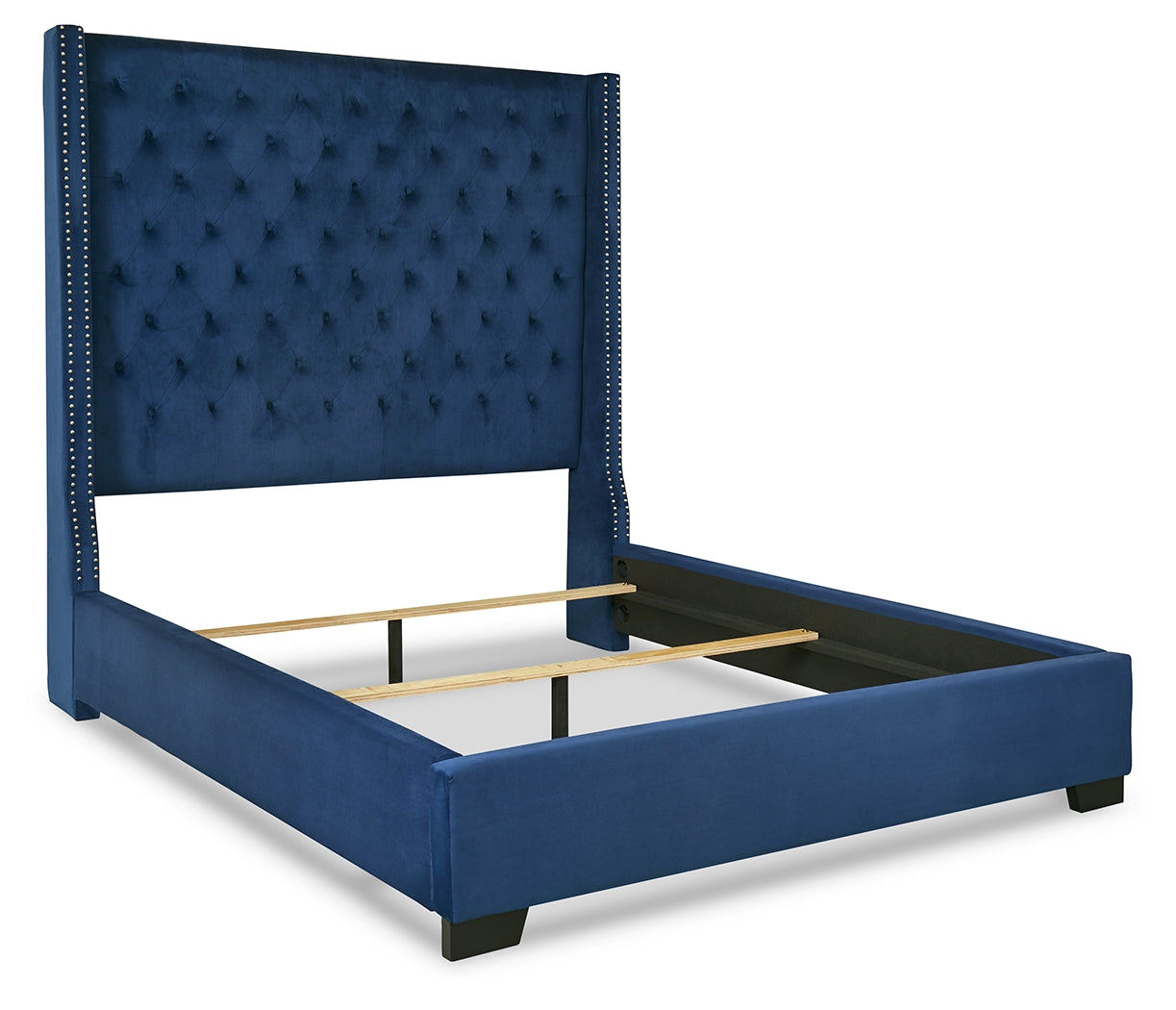 Coralayne Queen Upholstered Bed with Mirrored Dresser and Nightstand