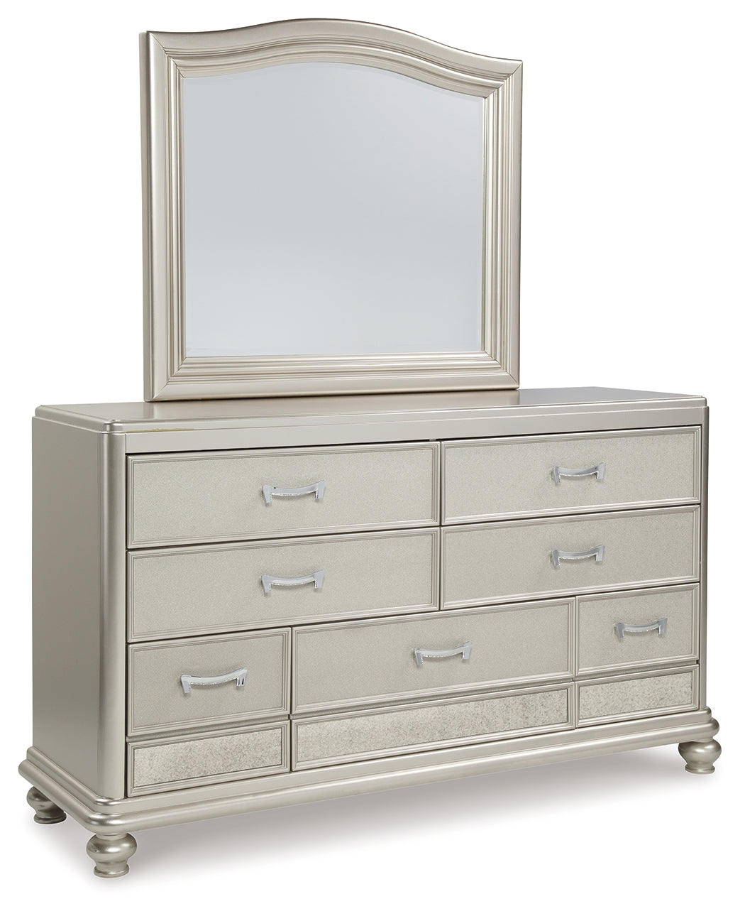 Coralayne Queen Upholstered Bed, Dresser, Mirror, Chest and Nightstand