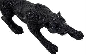 Black Polystone Leopard Sculpture with Diamond Exterior