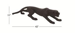 Black Polystone Leopard Sculpture with Diamond Exterior