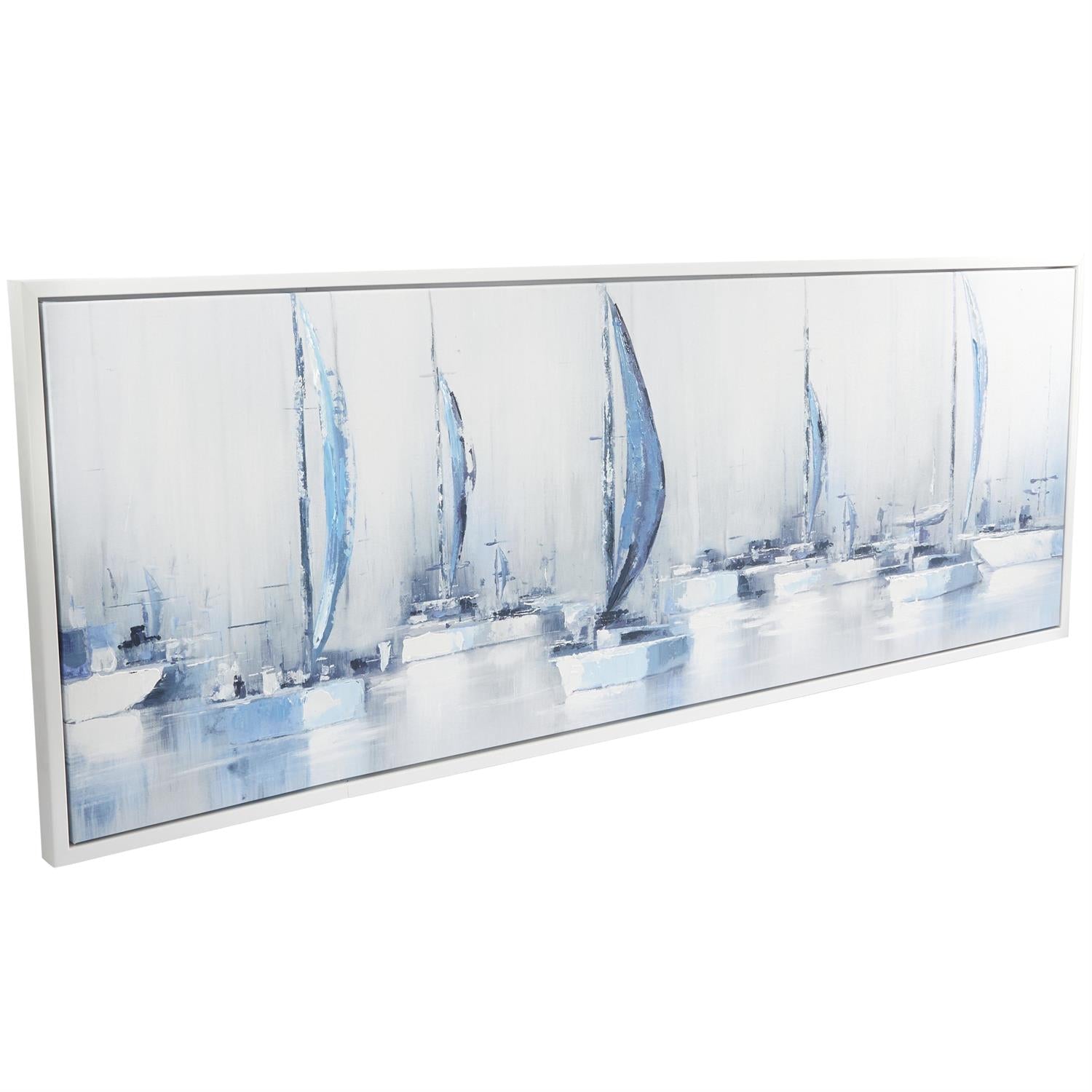 Blue Canvas Sail Boat Framed Wall Art 65" x 2" x 24"