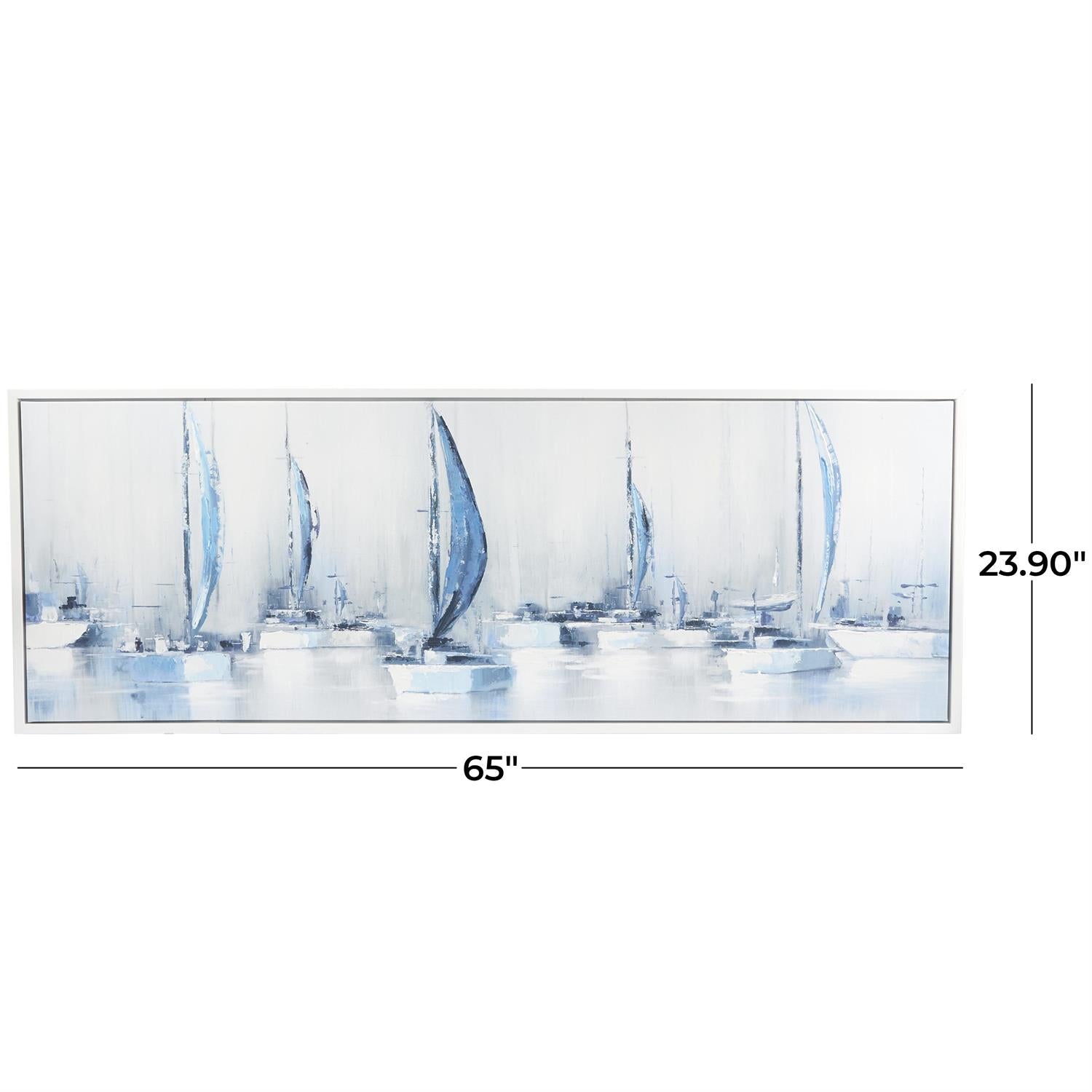 Blue Canvas Sail Boat Framed Wall Art 65" x 2" x 24"