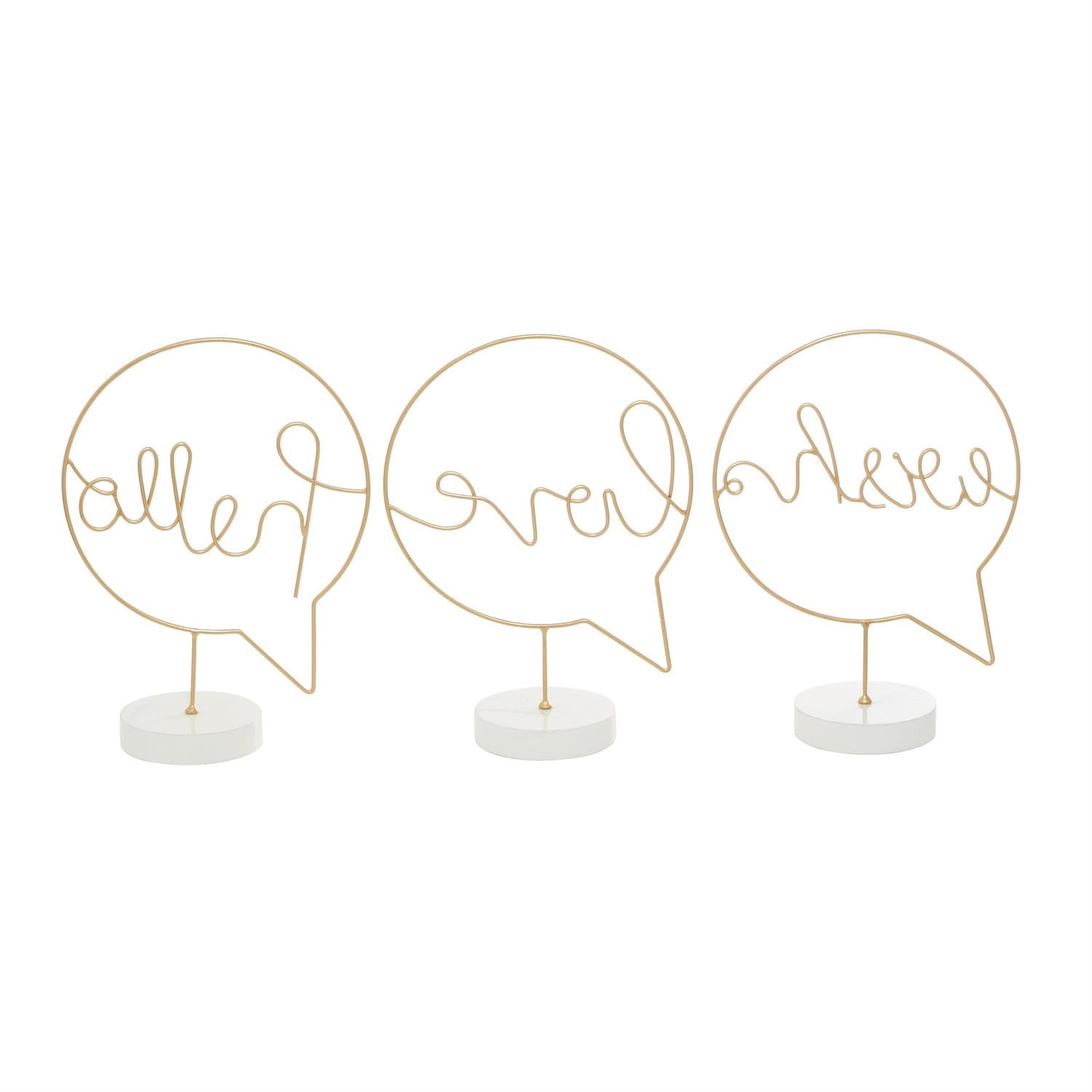 Bubble Design Wooden Hello Love Wish Sign Set of 3