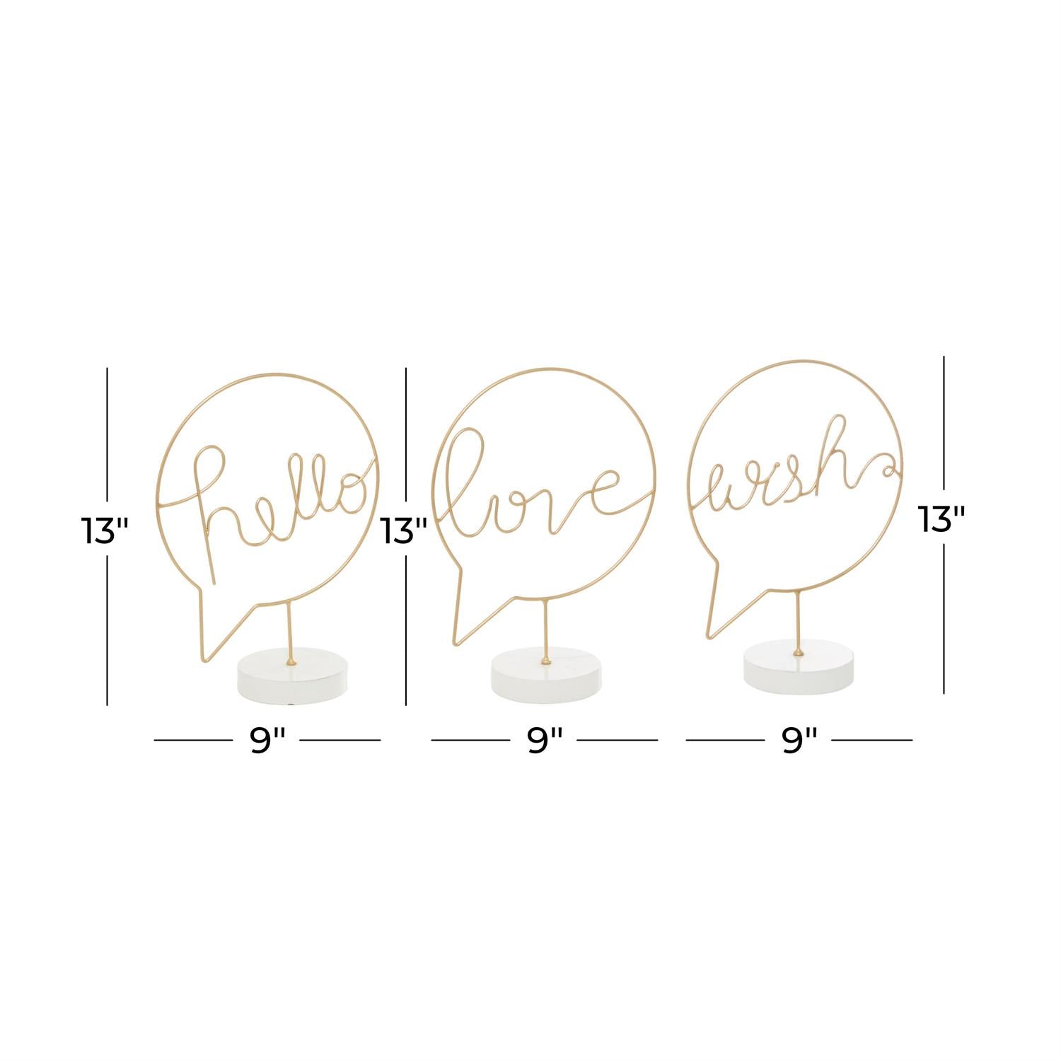 Bubble Design Wooden Hello Love Wish Sign Set of 3