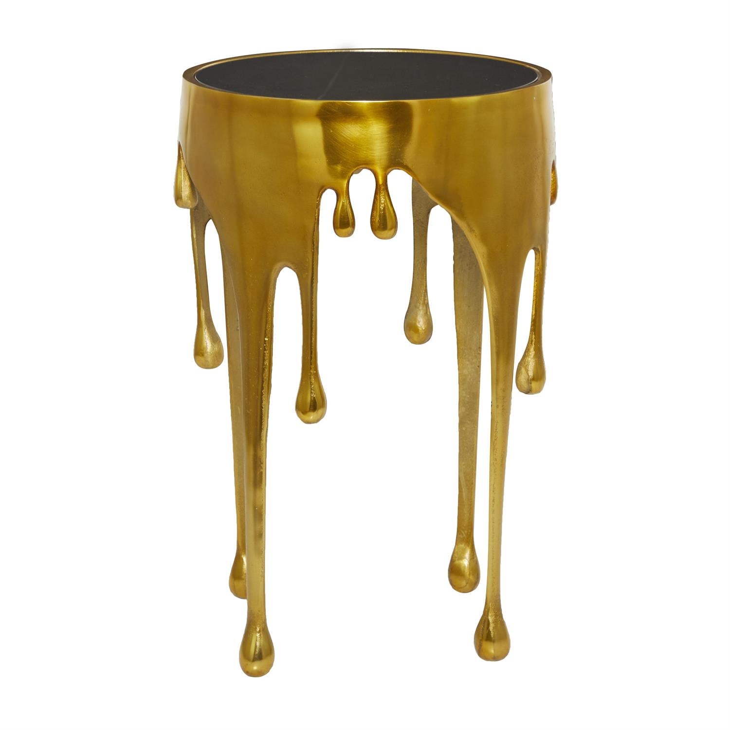 Gold Aluminum Abstract Melting Drip Side Table