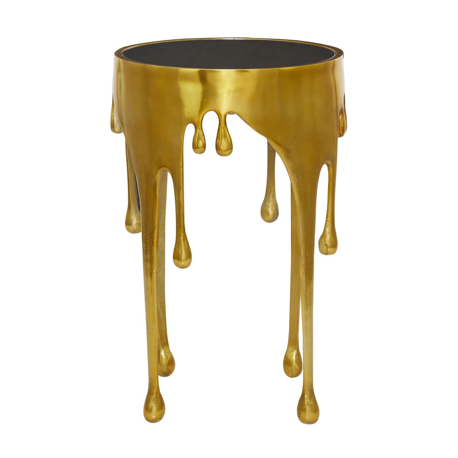 Gold Aluminum Abstract Melting Drip Side Table