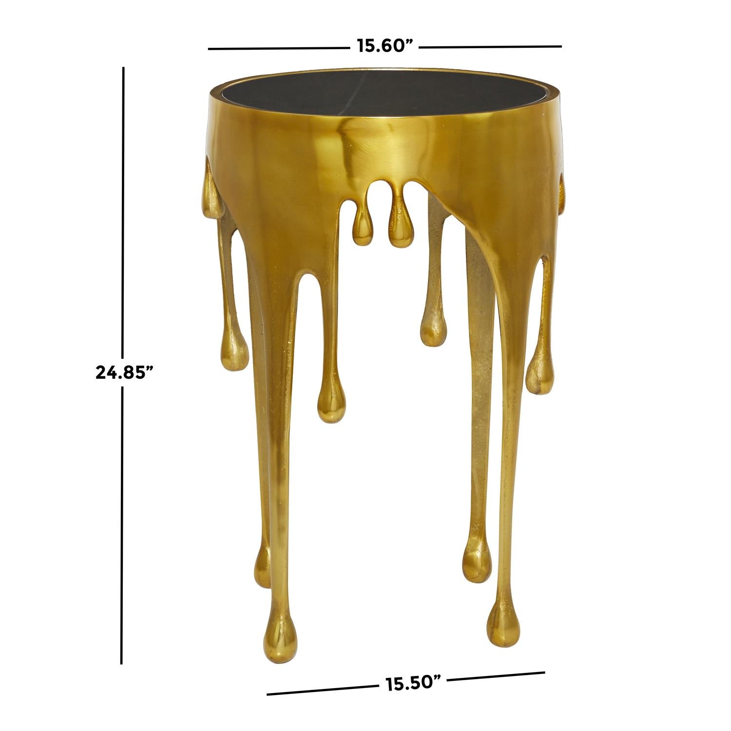 Gold Aluminum Abstract Melting Drip Side Table