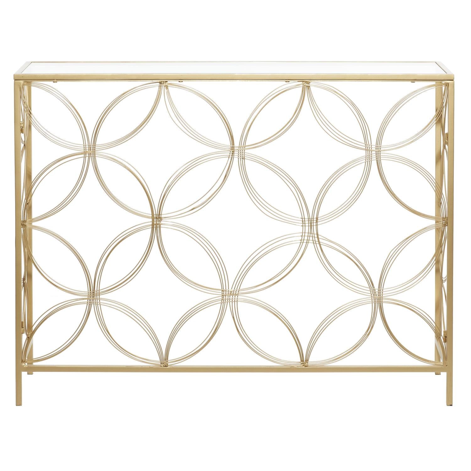 Gold Metal Geometric Open Style Console Table