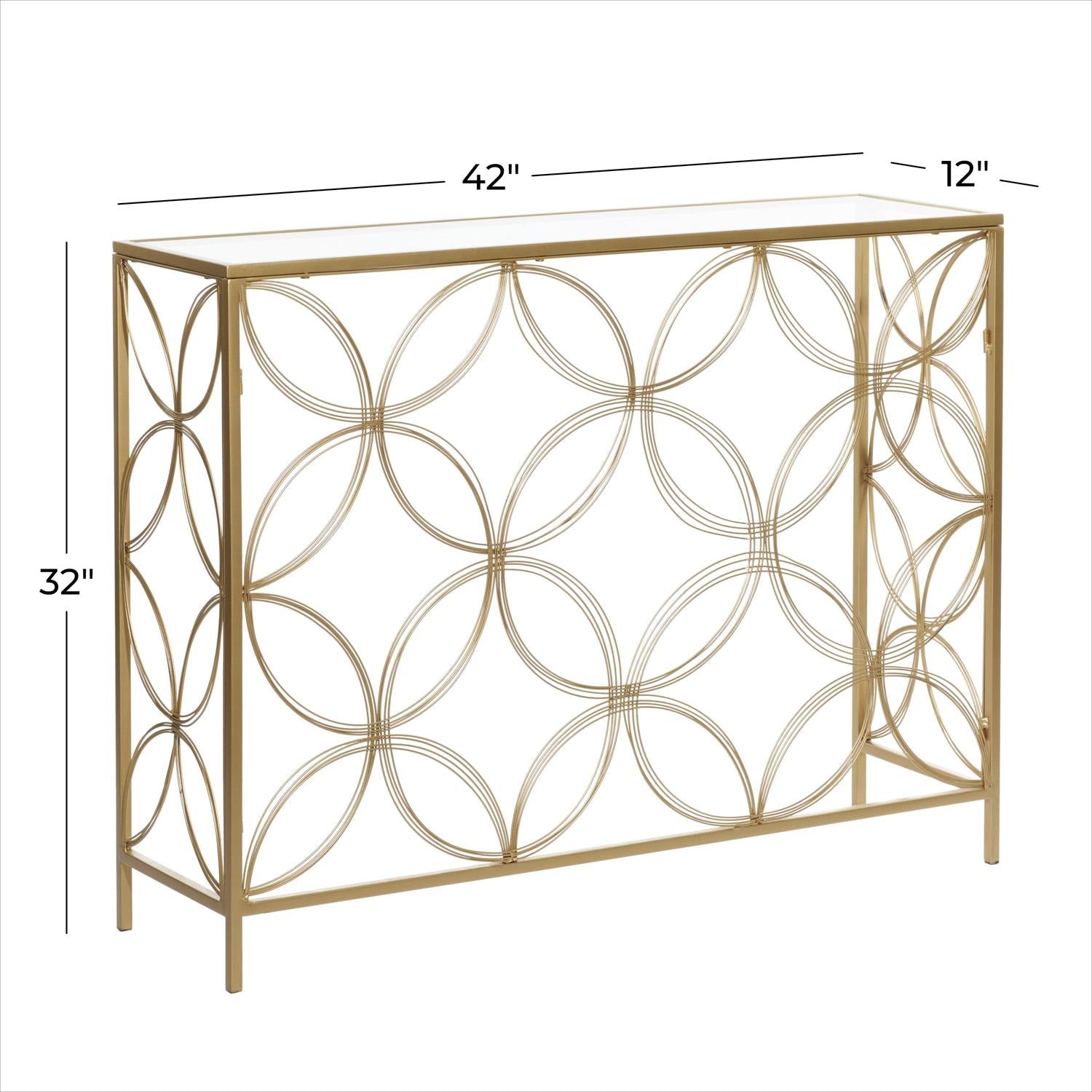 Gold Metal Geometric Open Style Console Table