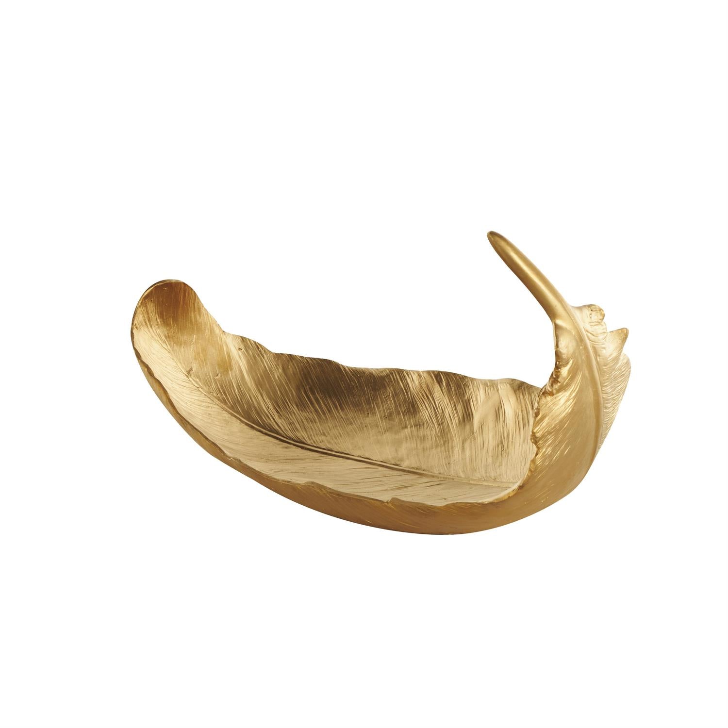 Gold Resin Bird Feather Decorative Bowl with Gold Foil Accent