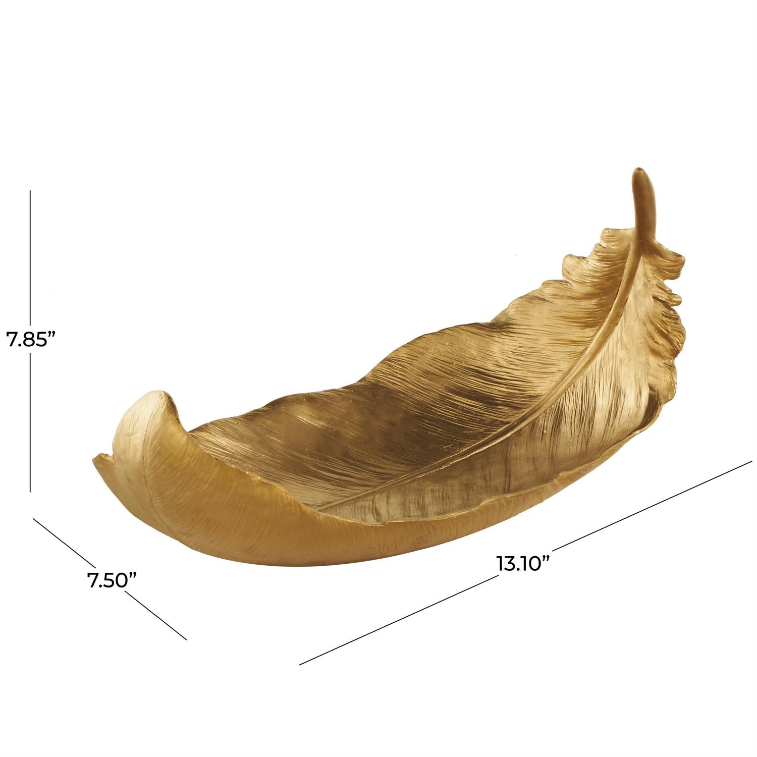 Gold Resin Bird Feather Decorative Bowl with Gold Foil Accent