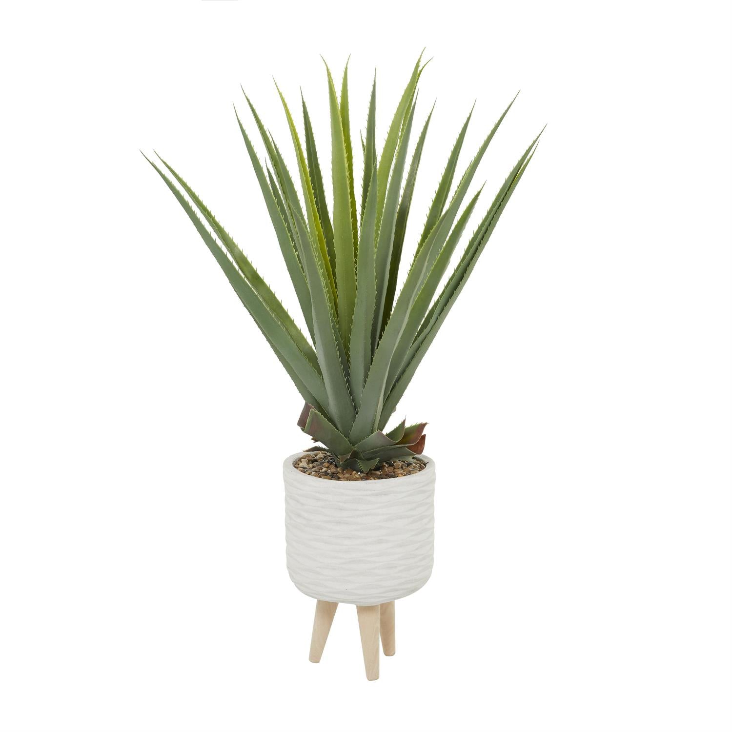 Green Faux Foliage Agave Artificial Plant with Ceramic Pot