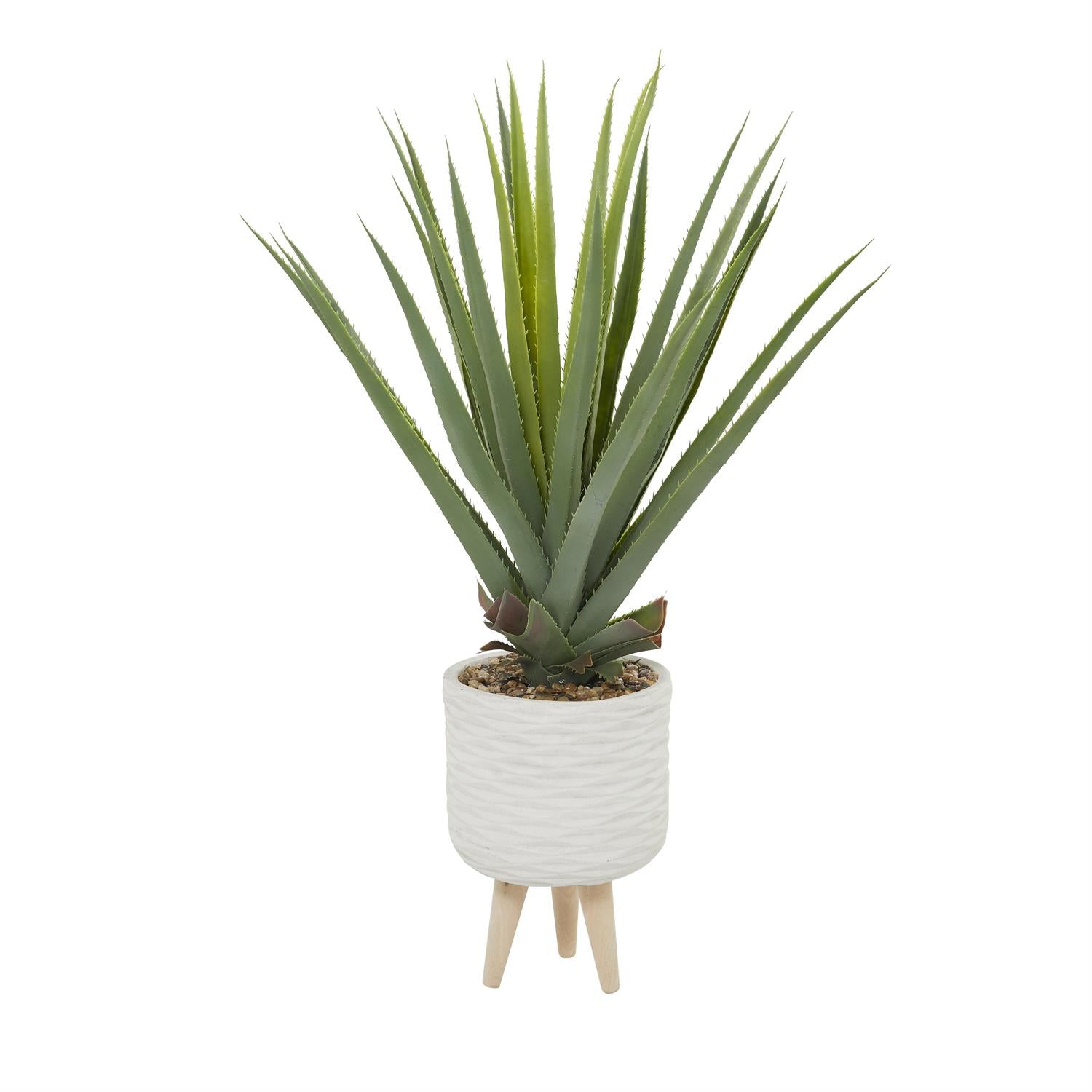Green Faux Foliage Agave Artificial Plant with Ceramic Pot