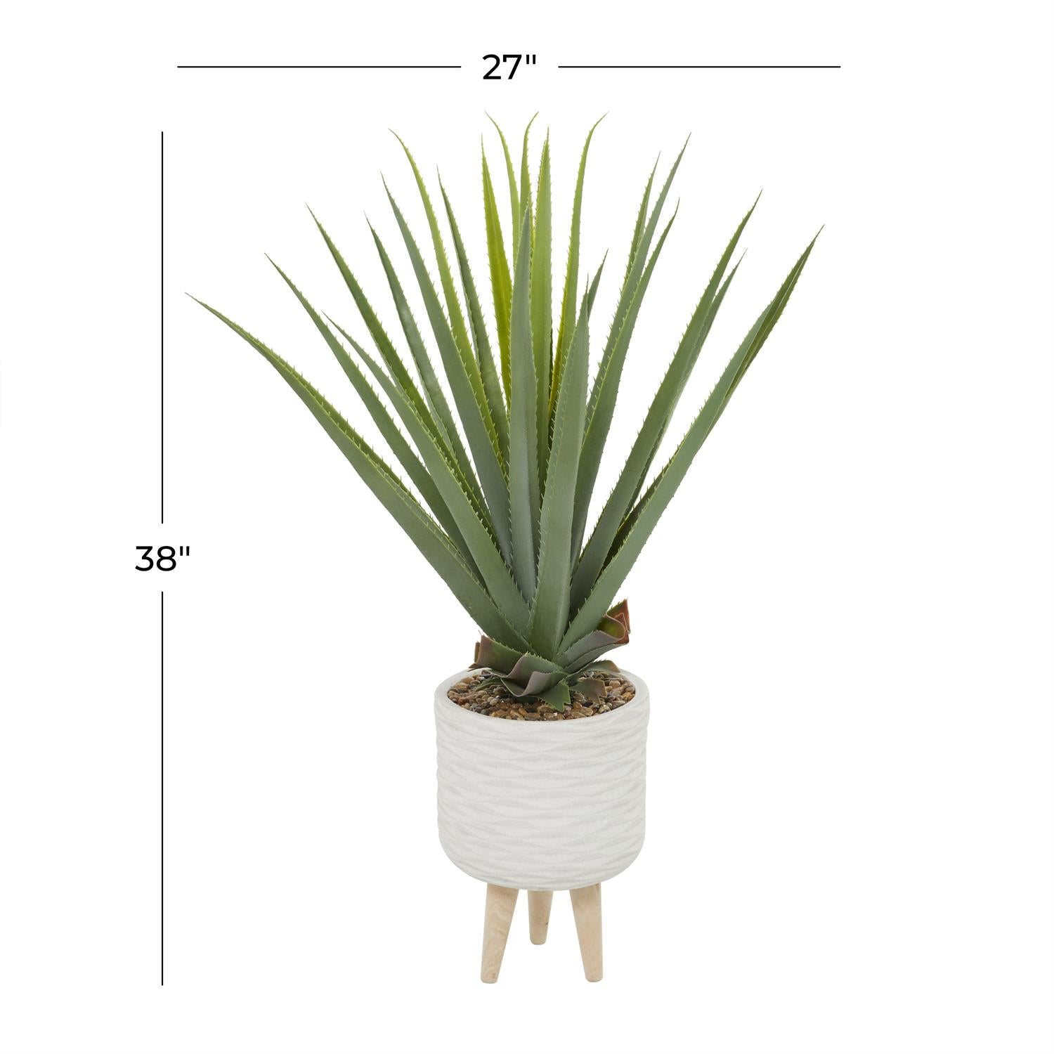 Green Faux Foliage Agave Artificial Plant with Ceramic Pot