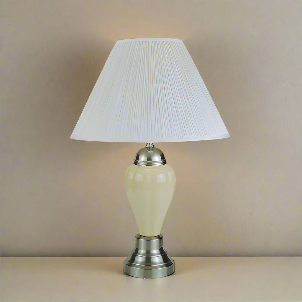 Porcelain Lamp Ivory Satin Nickel 26" 