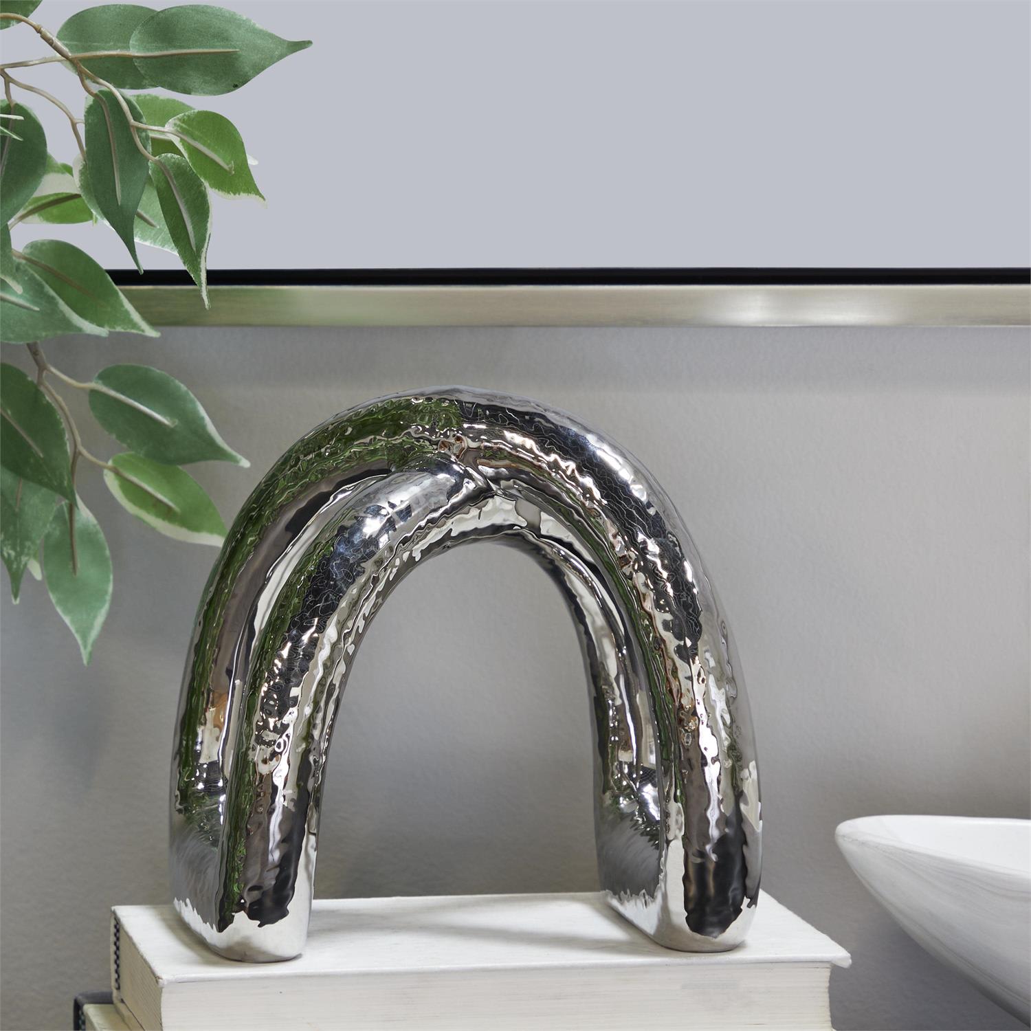 Silver Abstract Arched Decorative Sculpture