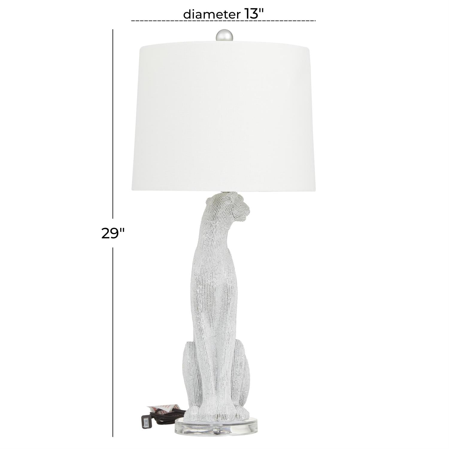 Silver Polystone Leopard Table Lamp